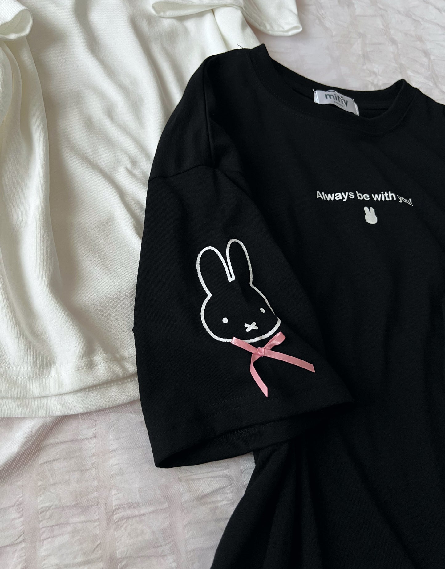 miffy Sleeve Face Print T-Shirt (White)
