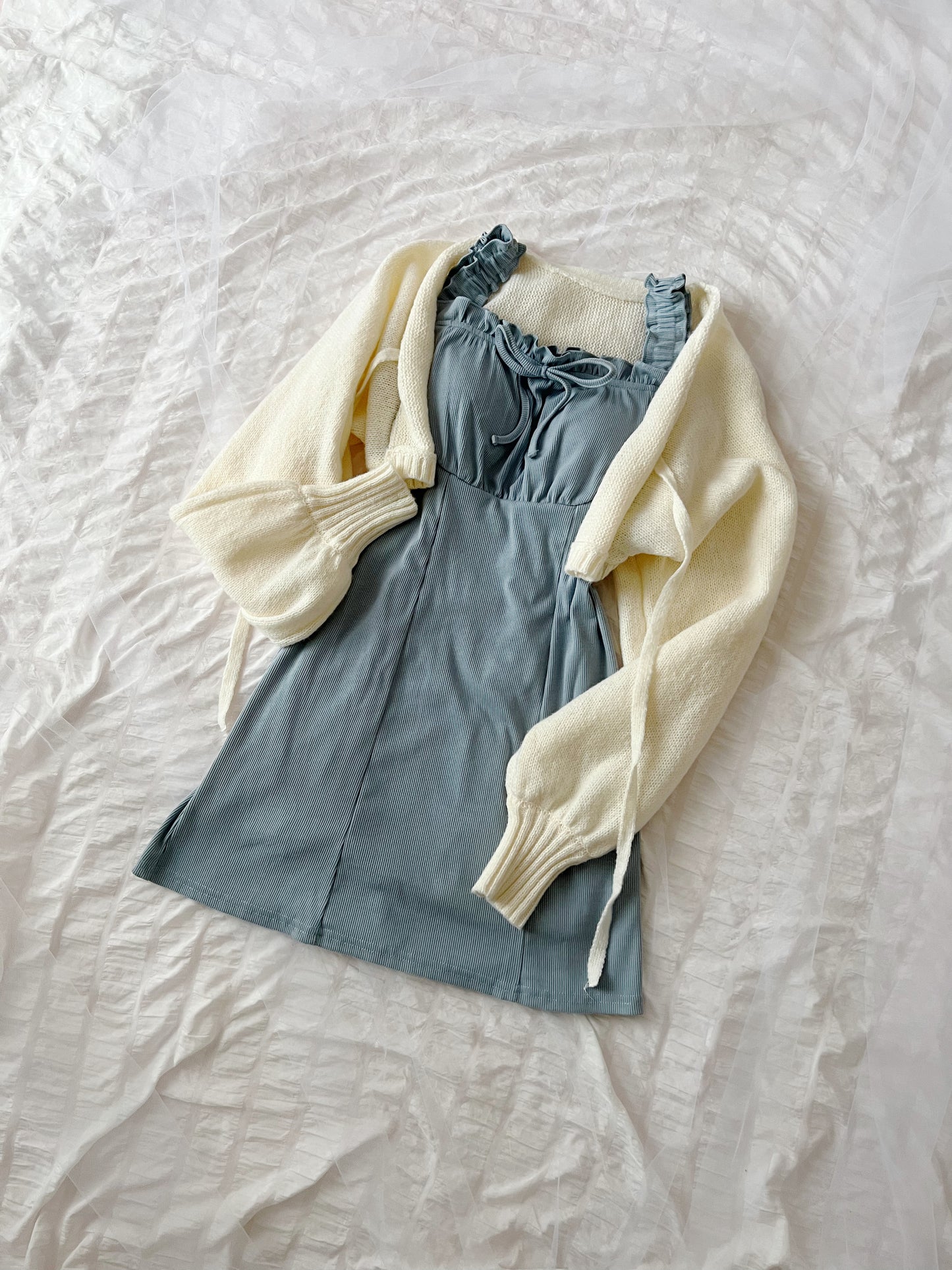 GRL Dolly Frilled Strap Dress (Blue)