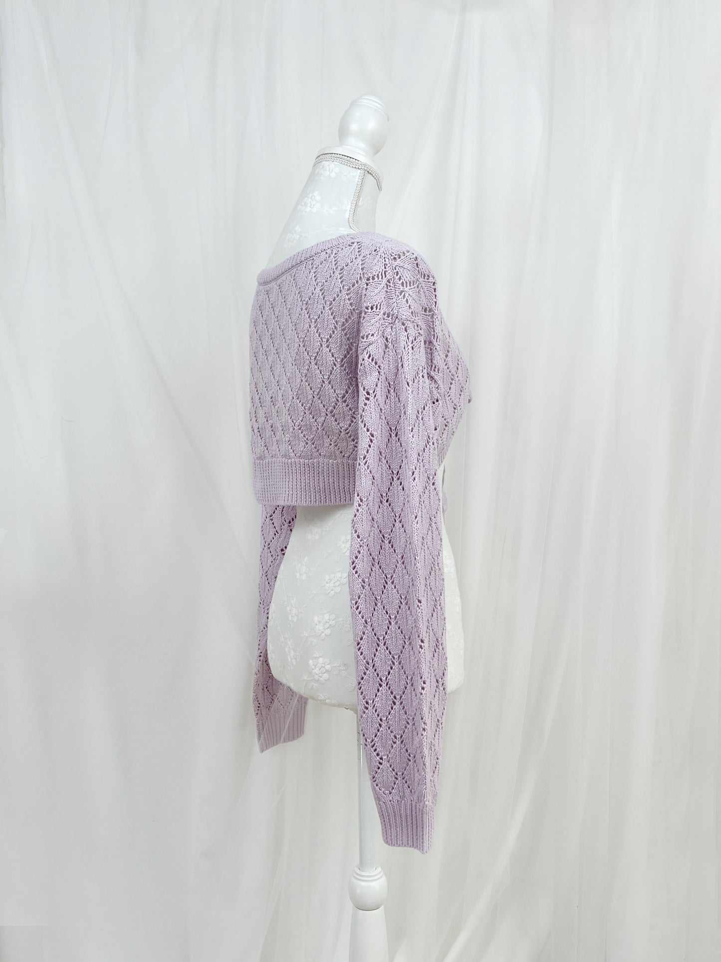 GRL Front Tie Long Sleeved Bolero Cardigan (Purple)