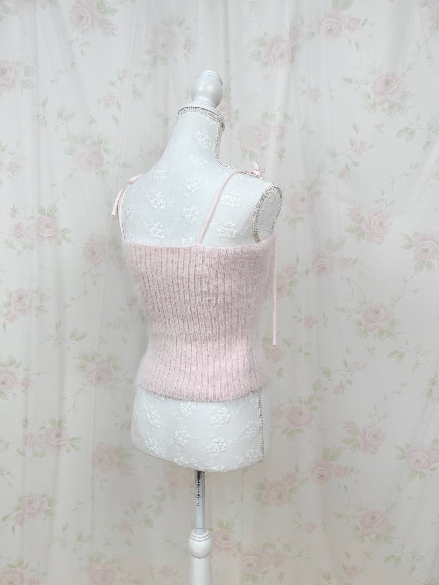 GRL Shaggy Camisole Set Cardigan (Baby Pink)