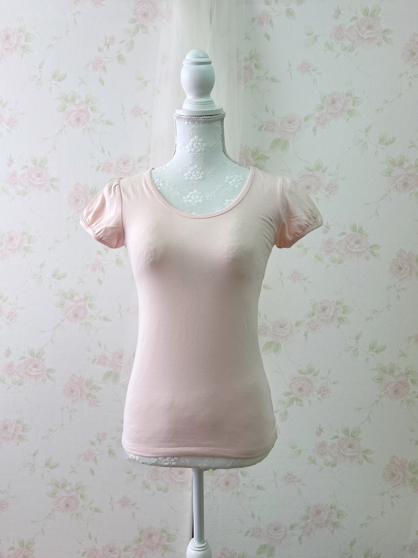 Puff Sleeved Cotton T-Shirt (Pink)