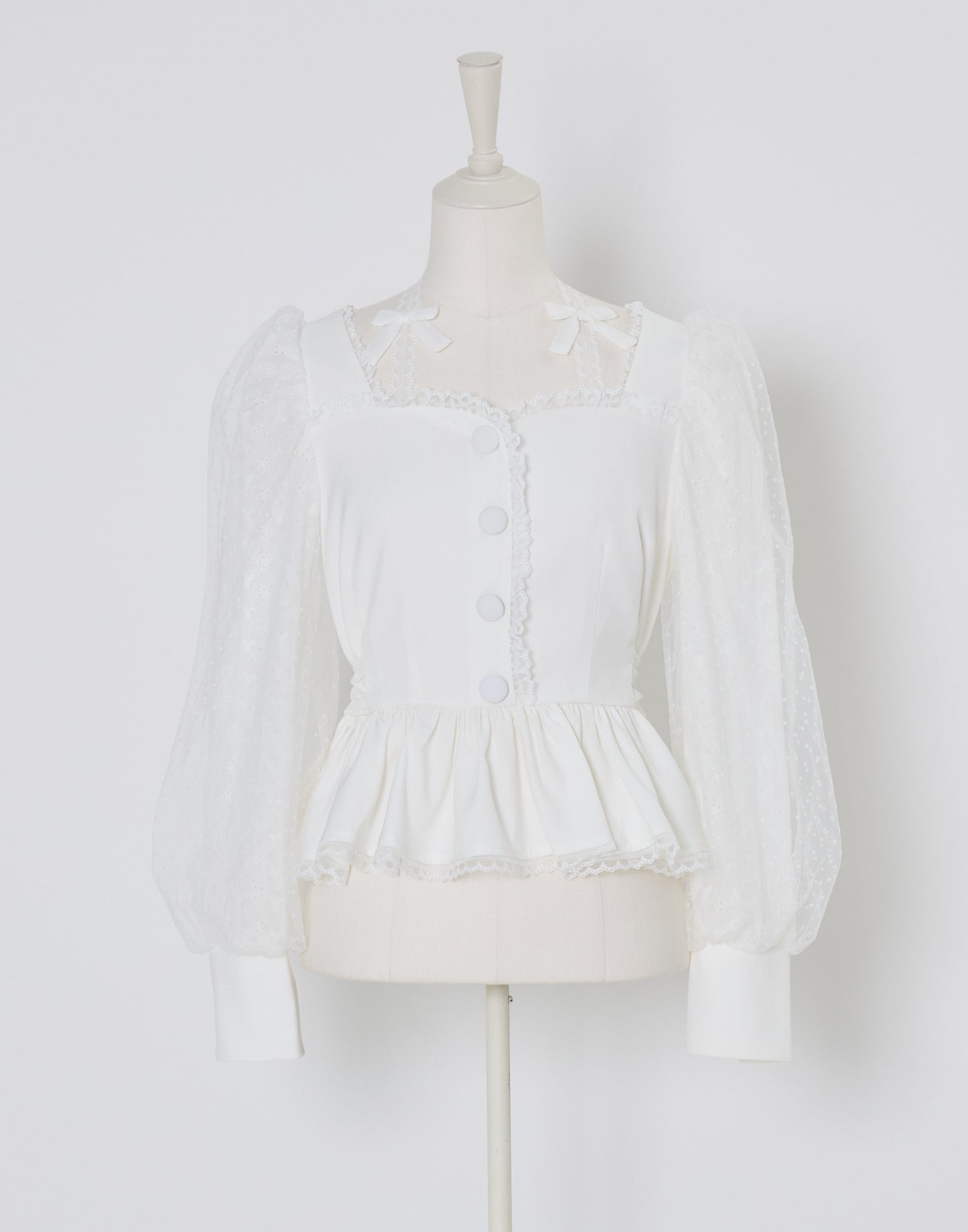 (Pre-order) mellfy memory Sugar Lace Puff peplum Blouse