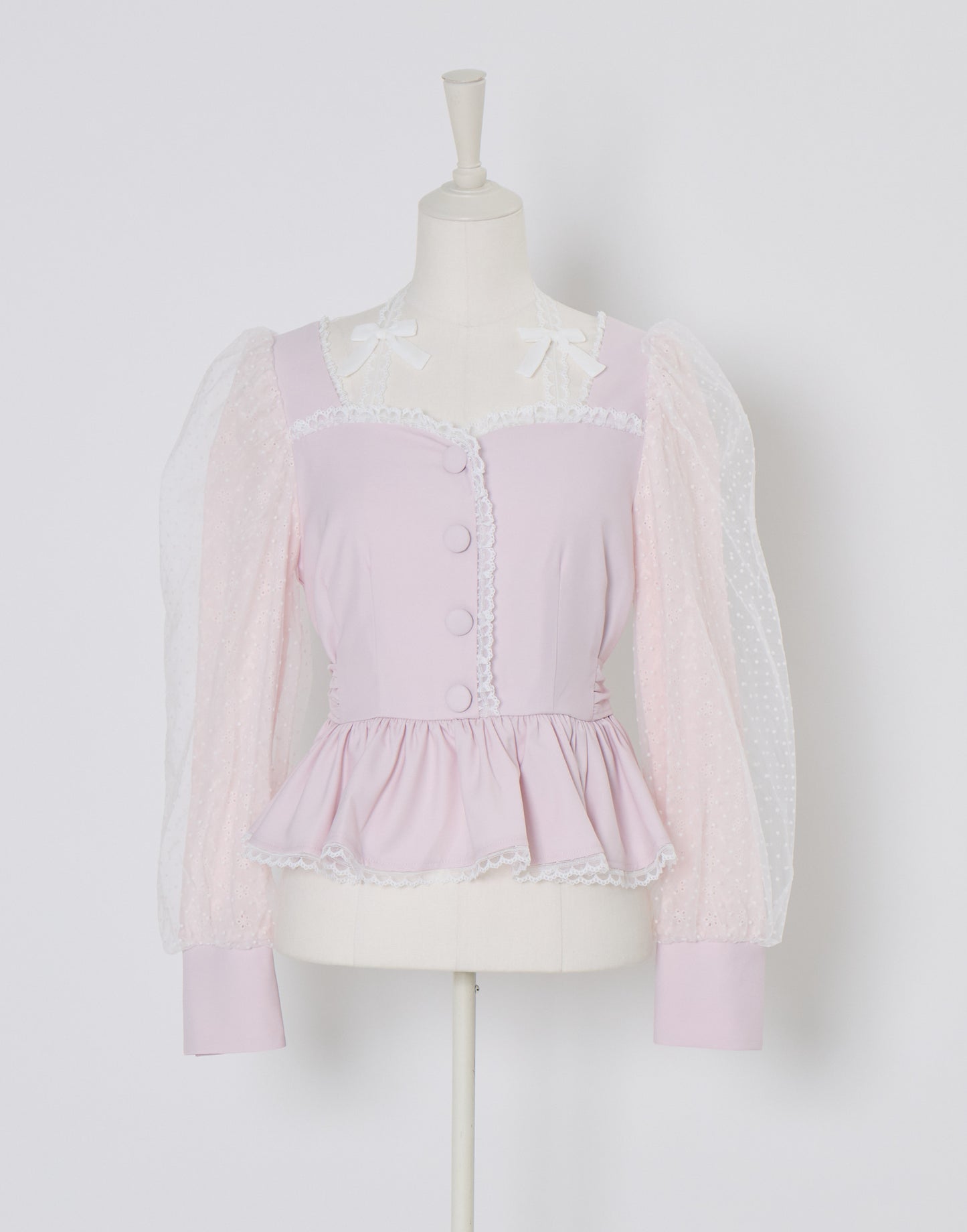 (Pre-order) mellfy memory Sugar Lace Puff peplum Blouse