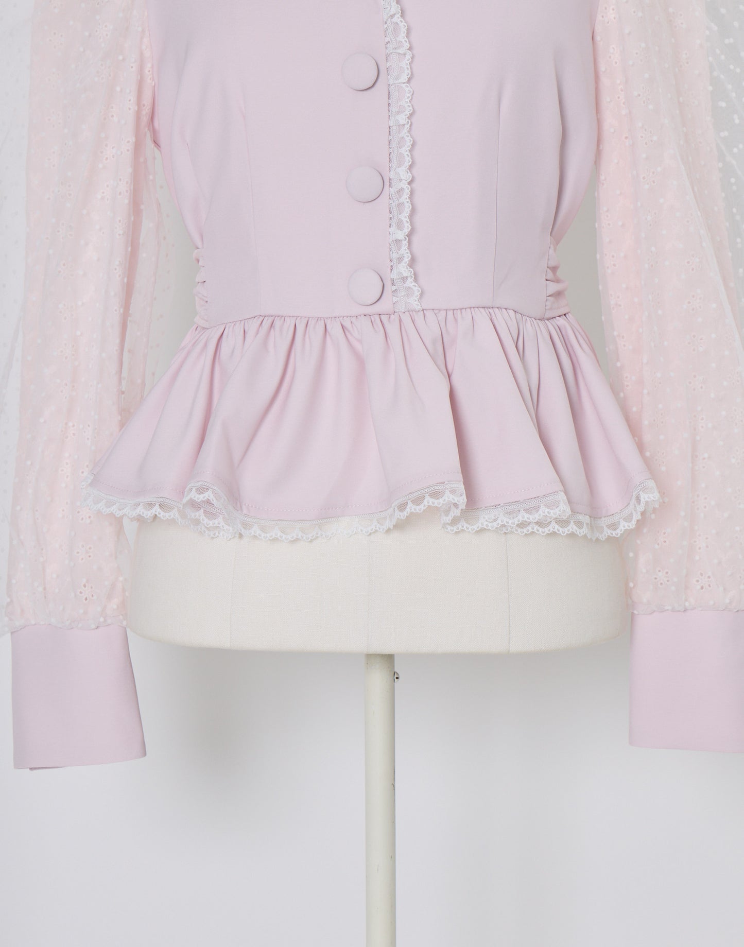 (Pre-order) mellfy memory Sugar Lace Puff peplum Blouse