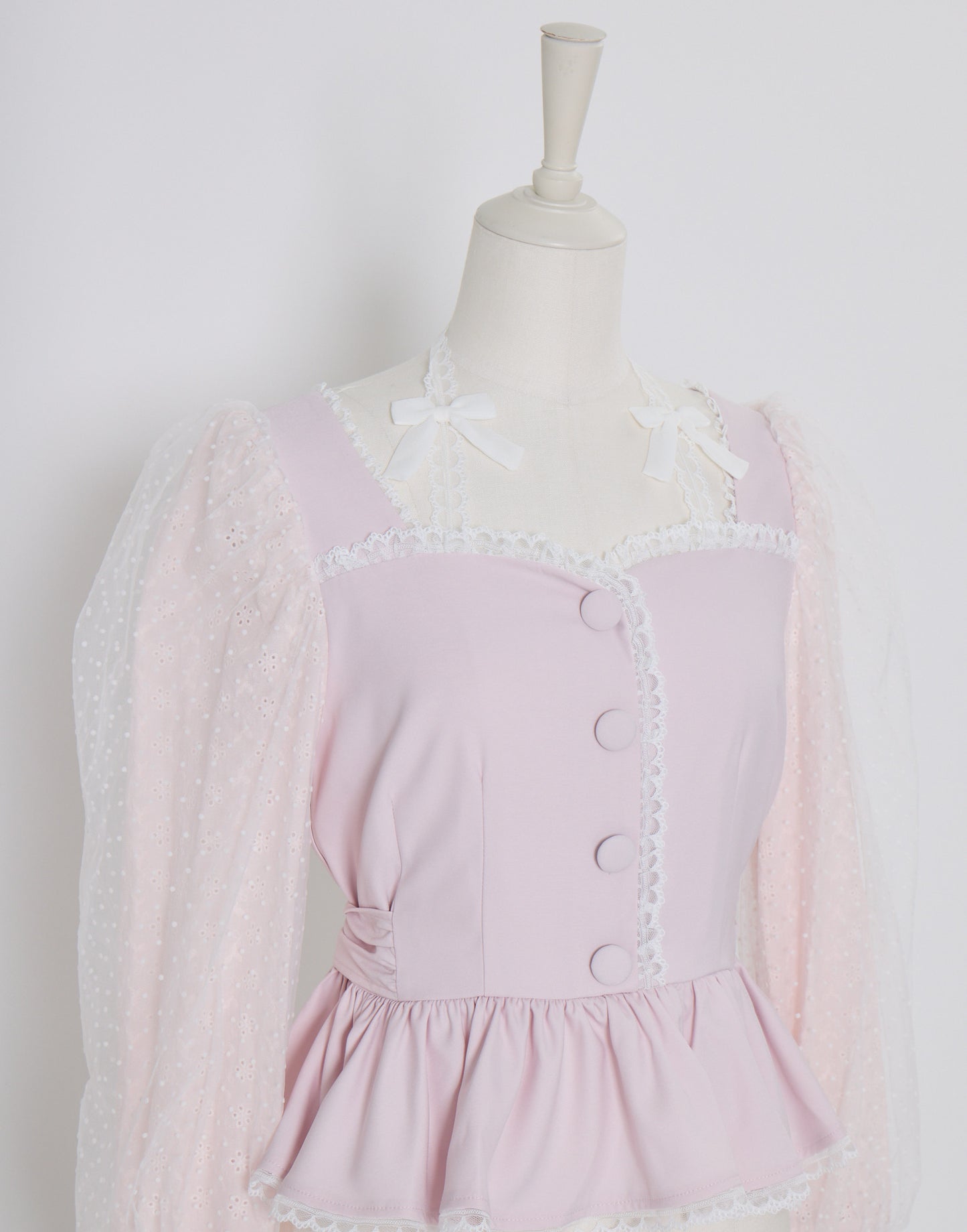 (Pre-order) mellfy memory Sugar Lace Puff peplum Blouse