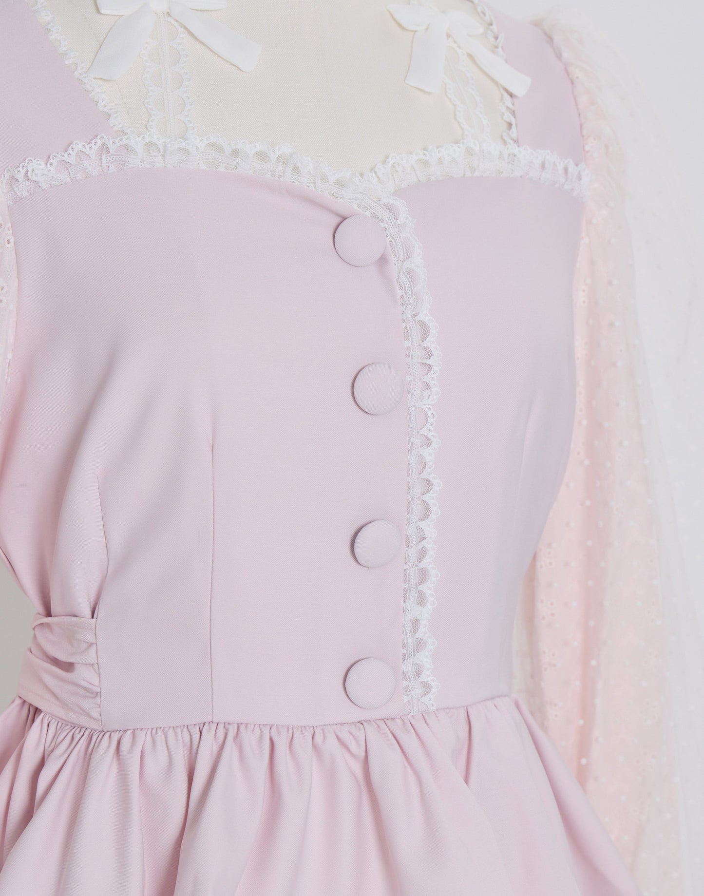(Pre-order) mellfy memory Sugar Lace Puff peplum Blouse