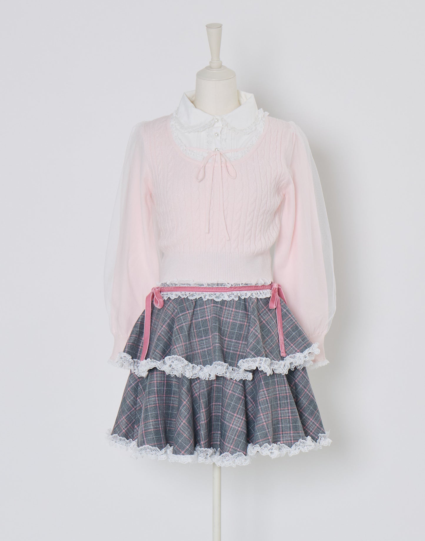(Pre-order) mellfy memory Girls Cable Knit Blouse Top
