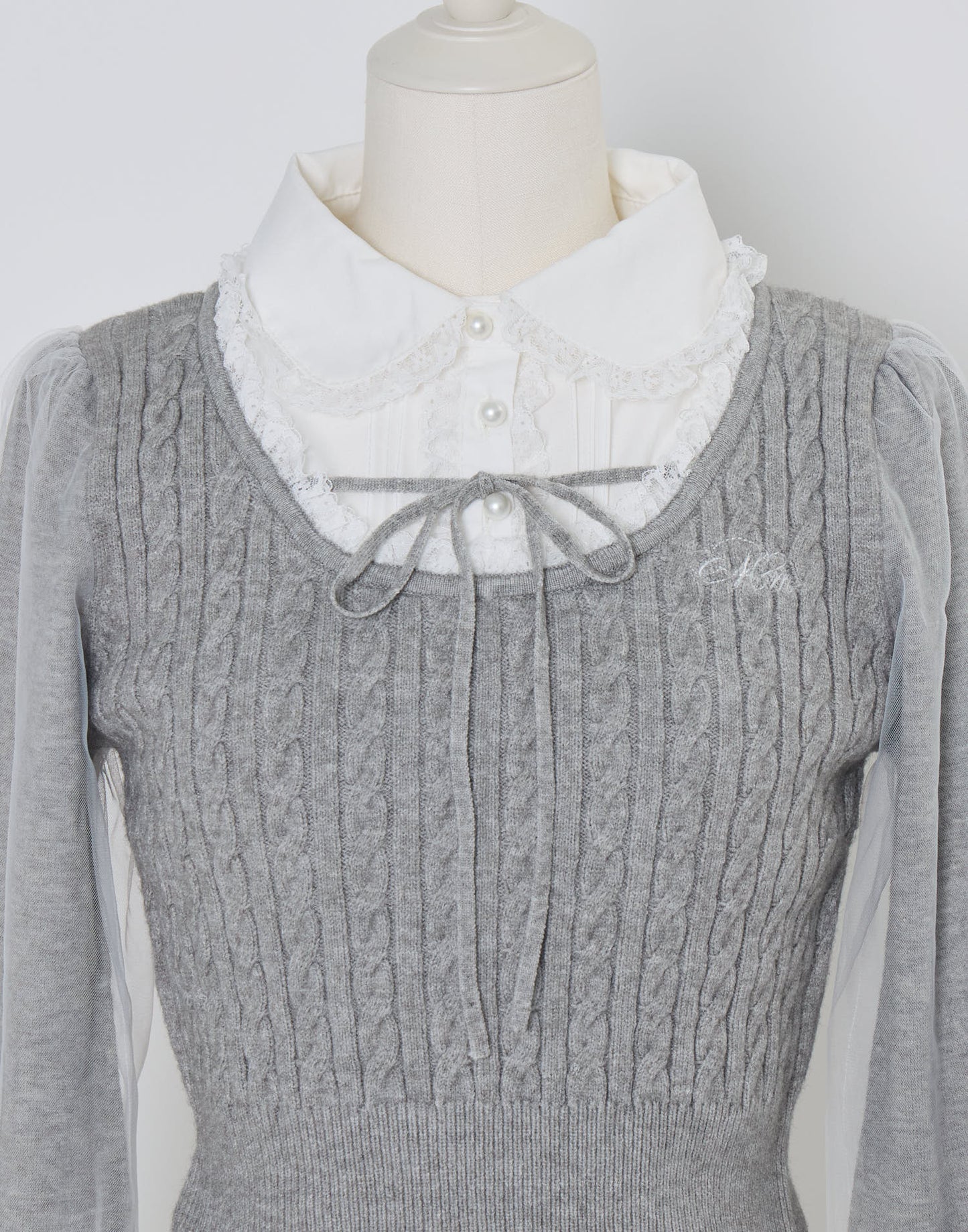 (Pre-order) mellfy memory Girls Cable Knit Blouse Top