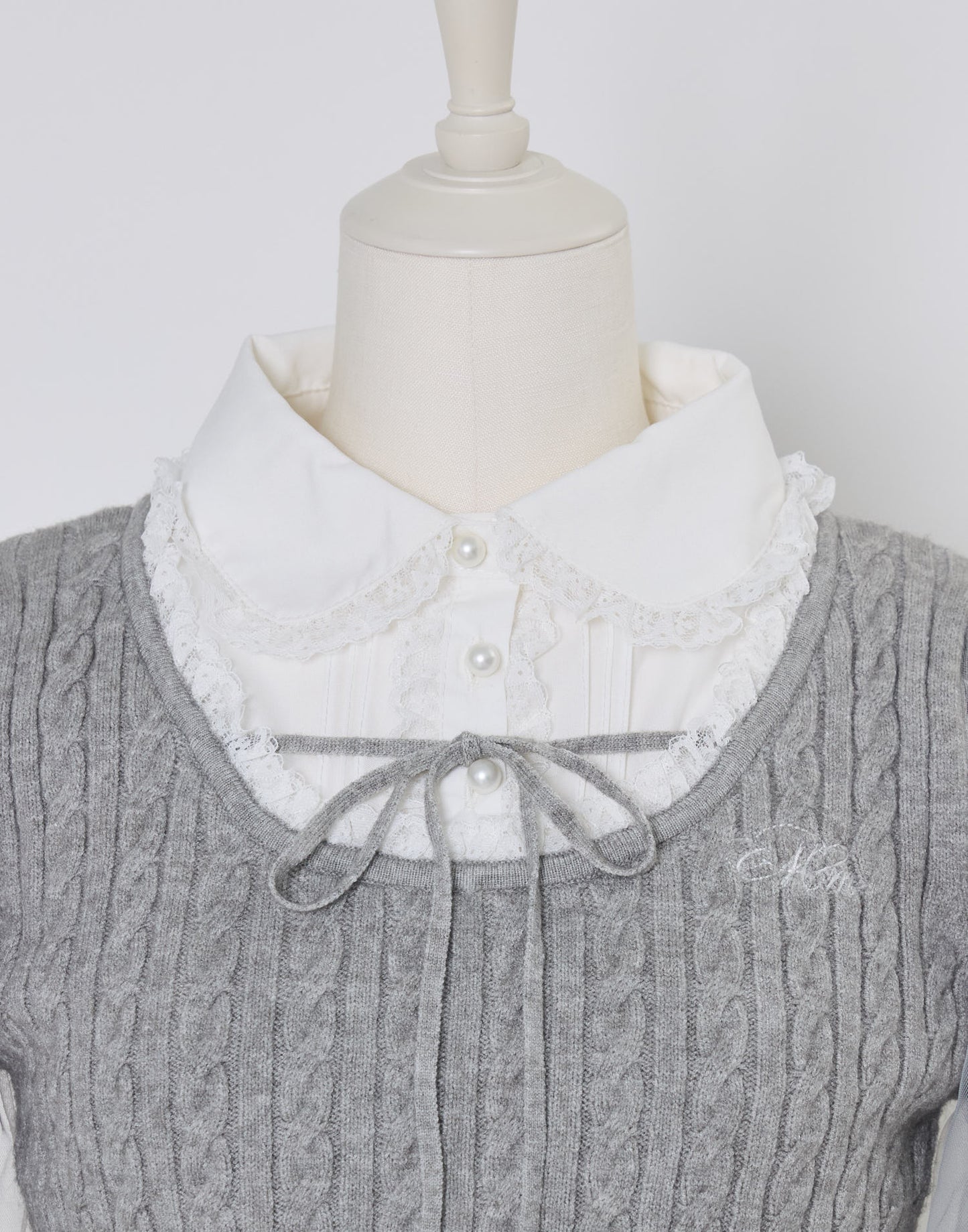 (Pre-order) mellfy memory Girls Cable Knit Blouse Top