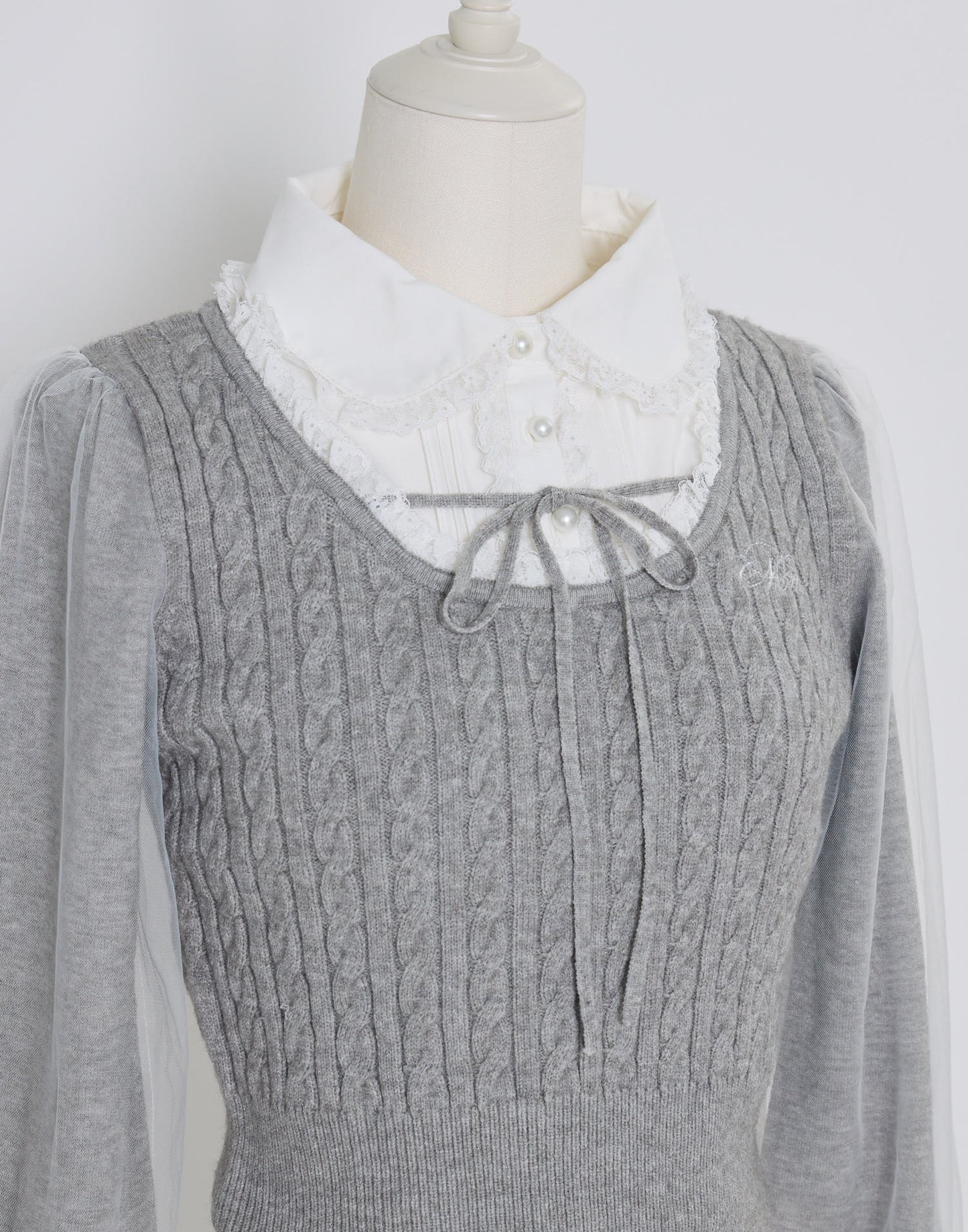 (Pre-order) mellfy memory Girls Cable Knit Blouse Top