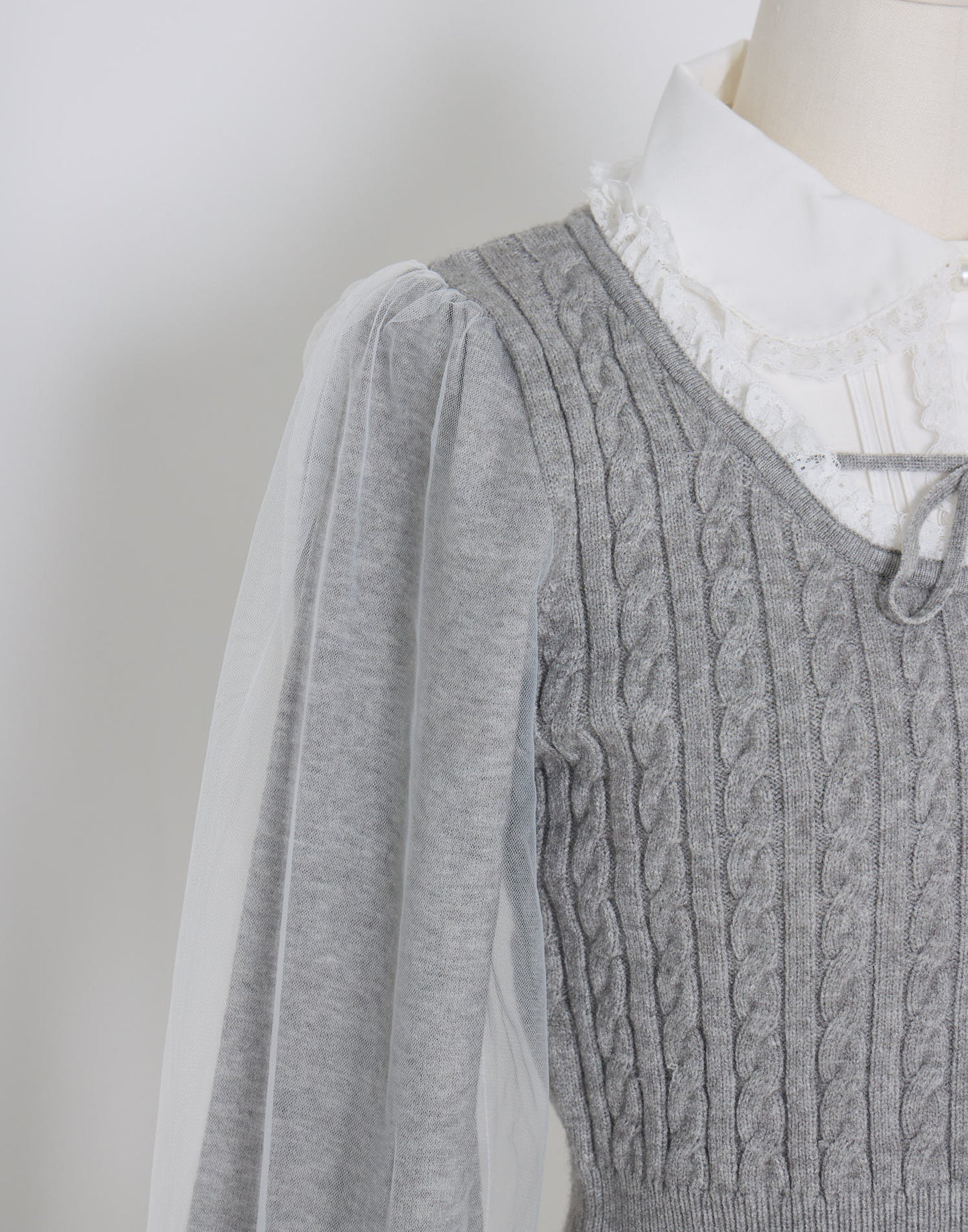 (Pre-order) mellfy memory Girls Cable Knit Blouse Top