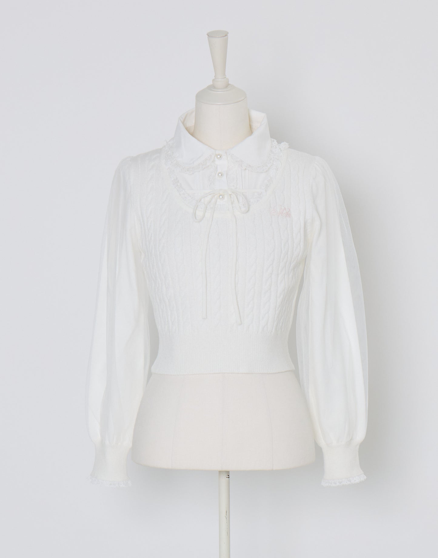 (Pre-order) mellfy memory Girls Cable Knit Blouse Top