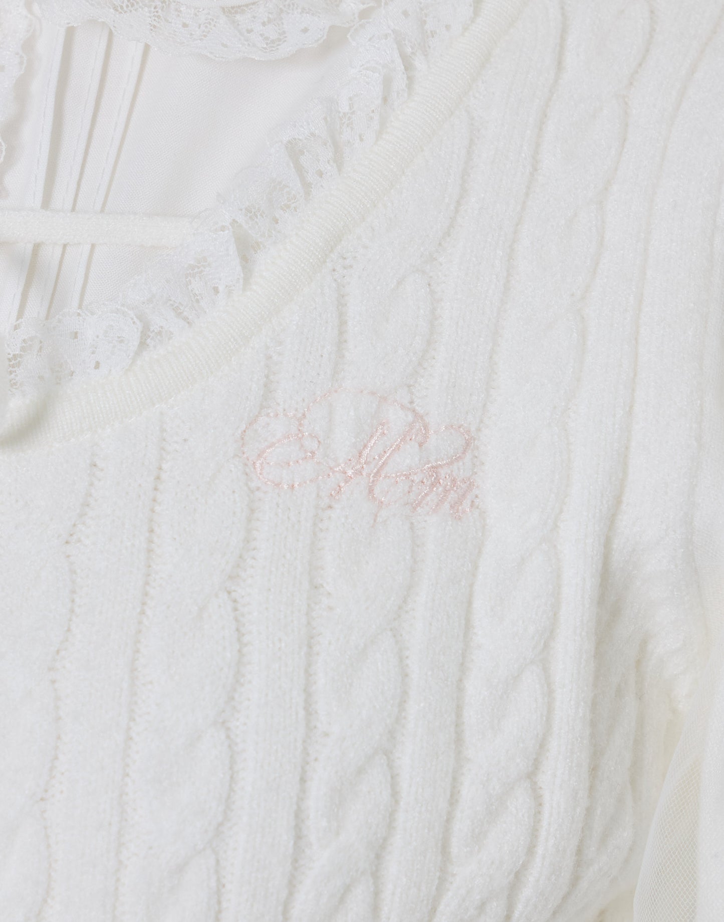 (Pre-order) mellfy memory Girls Cable Knit Blouse Top