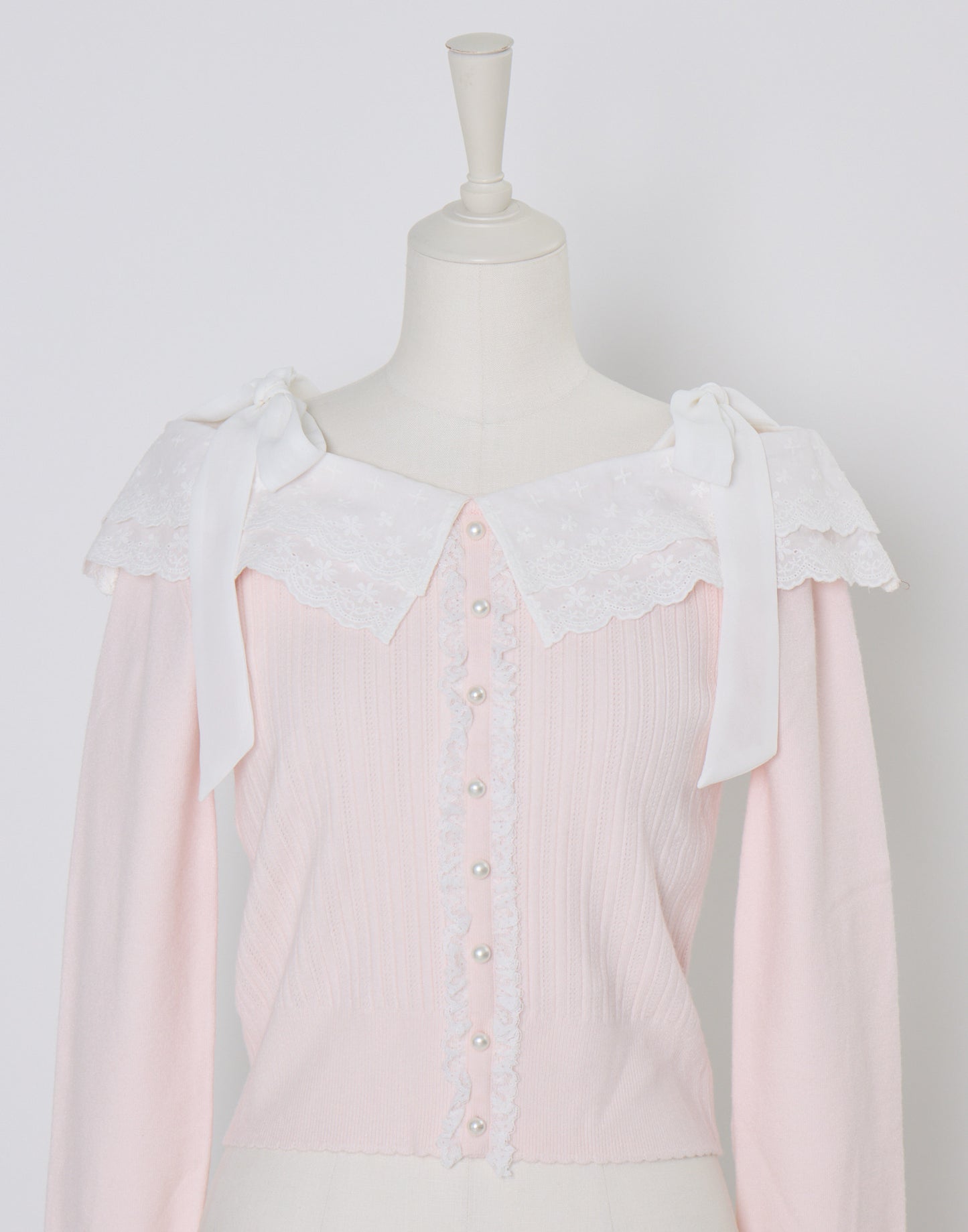 (Pre-order) mellfy memory Ruffle and lace cuff ribbon Knit Top