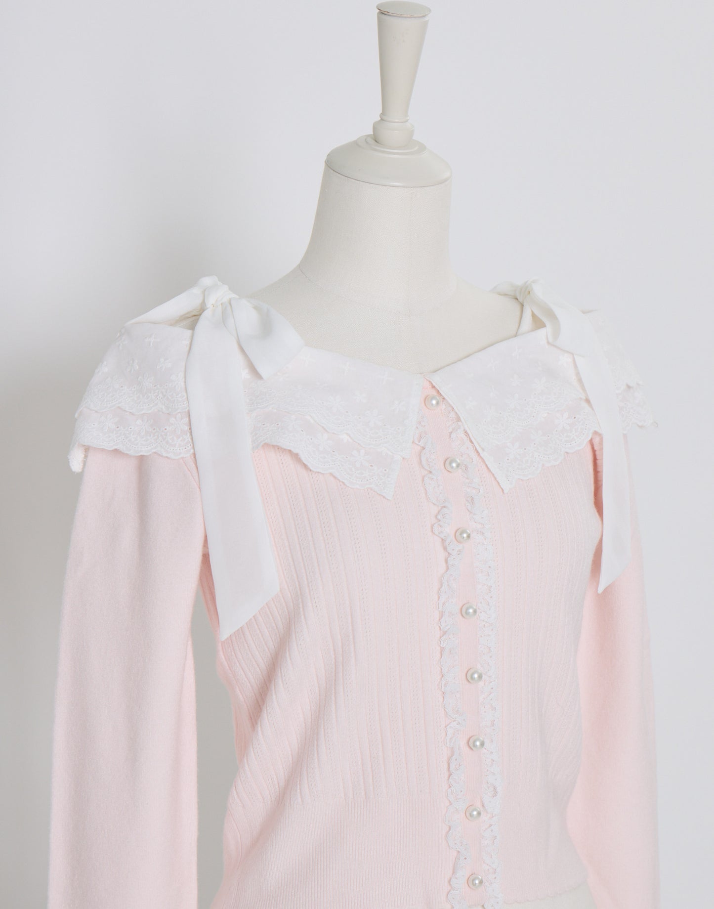 (Pre-order) mellfy memory Ruffle and lace cuff ribbon Knit Top