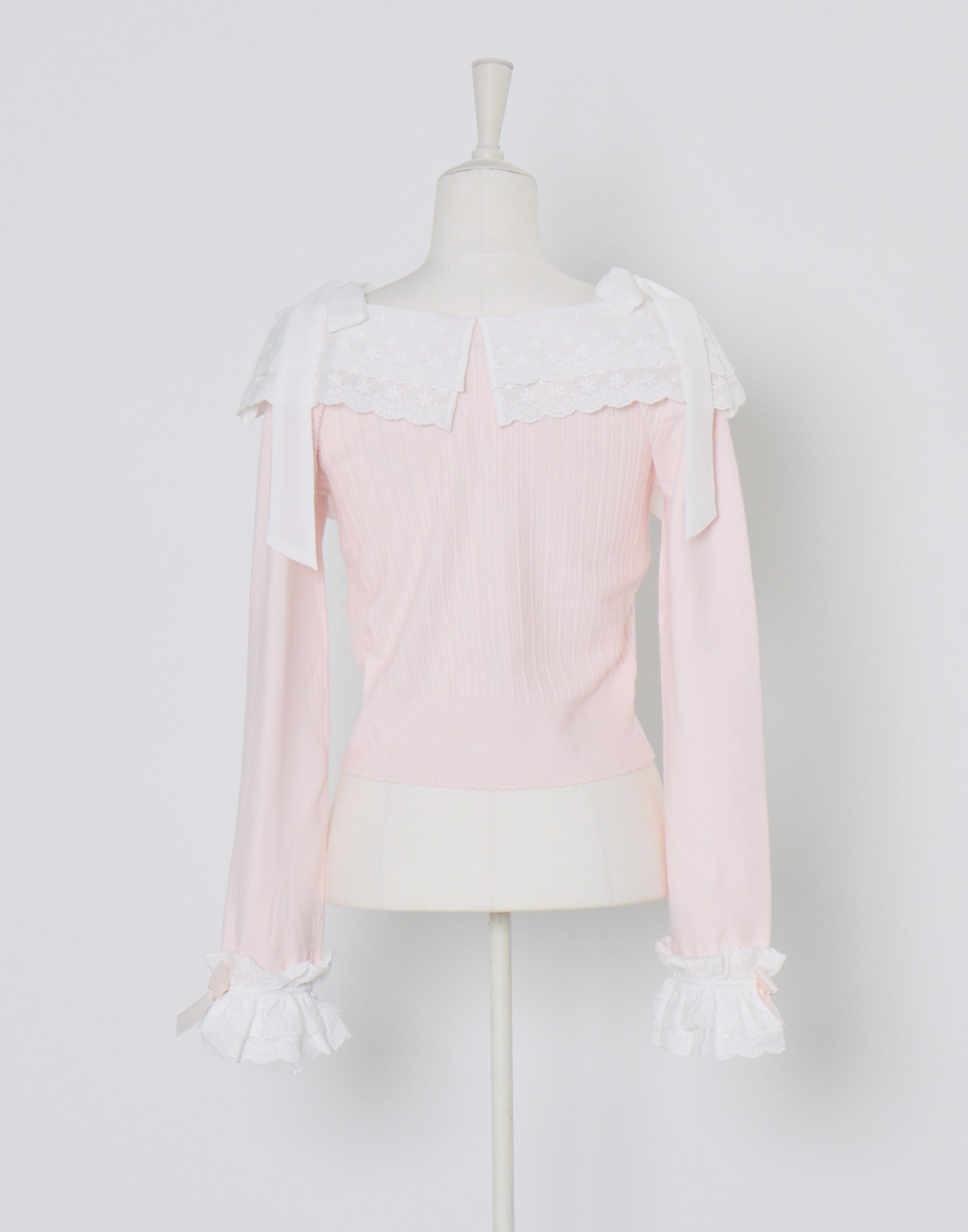 (Pre-order) mellfy memory Ruffle and lace cuff ribbon Knit Top