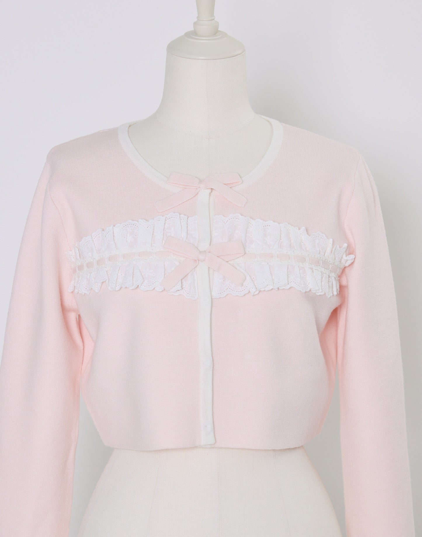(Pre-order) mellfy memory Cotton lace and ribbon bicolor Cardigan