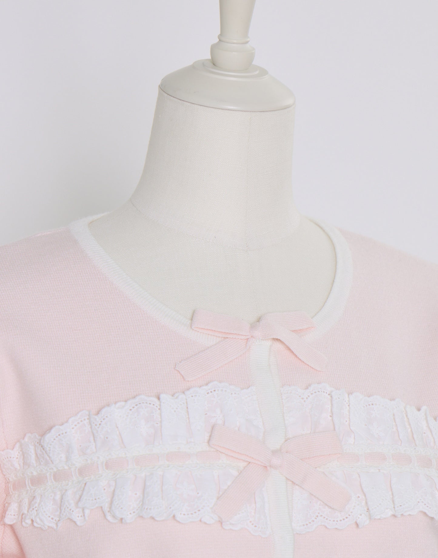 (Pre-order) mellfy memory Cotton lace and ribbon bicolor Cardigan