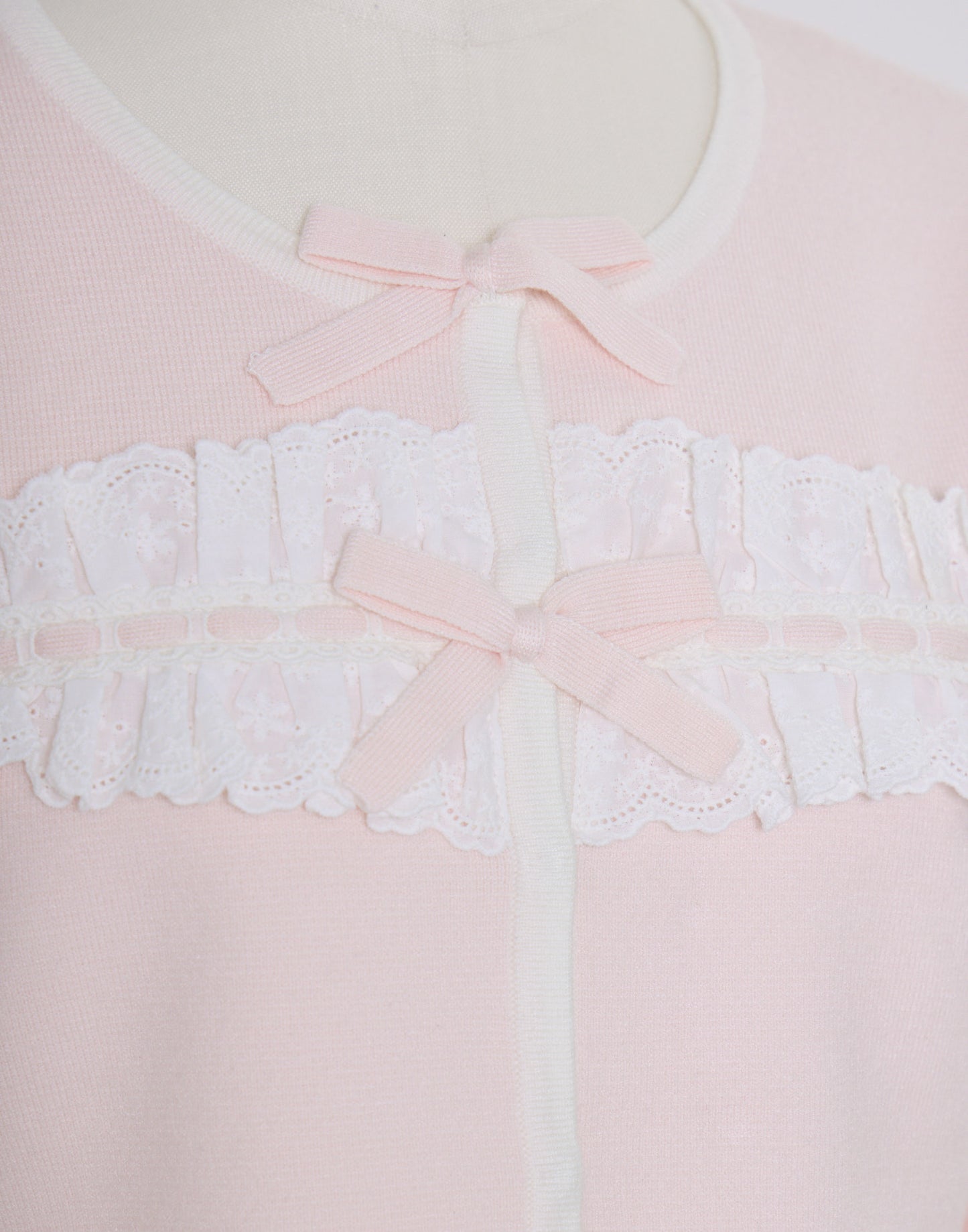 (Pre-order) mellfy memory Cotton lace and ribbon bicolor Cardigan