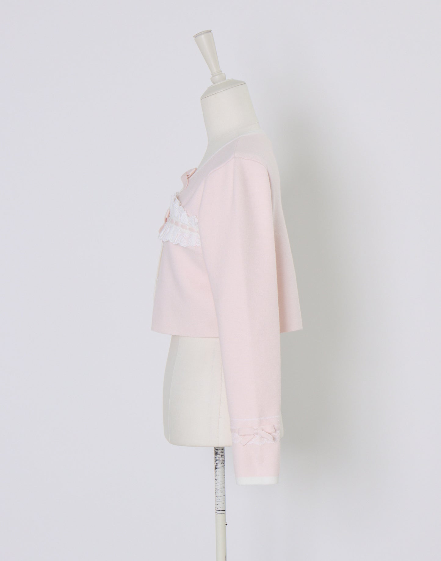 (Pre-order) mellfy memory Cotton lace and ribbon bicolor Cardigan