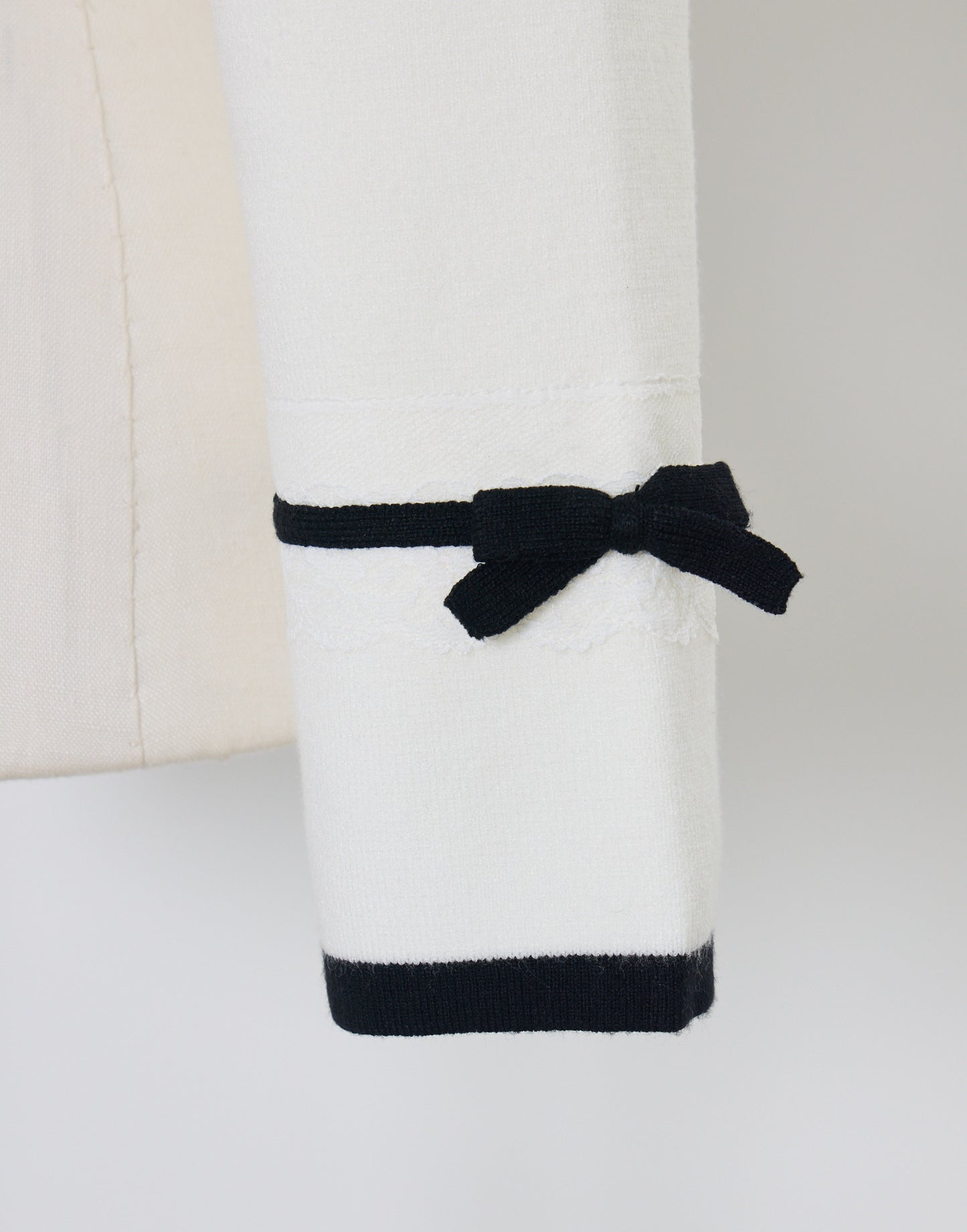 (Pre-order) mellfy memory Cotton lace and ribbon bicolor Cardigan