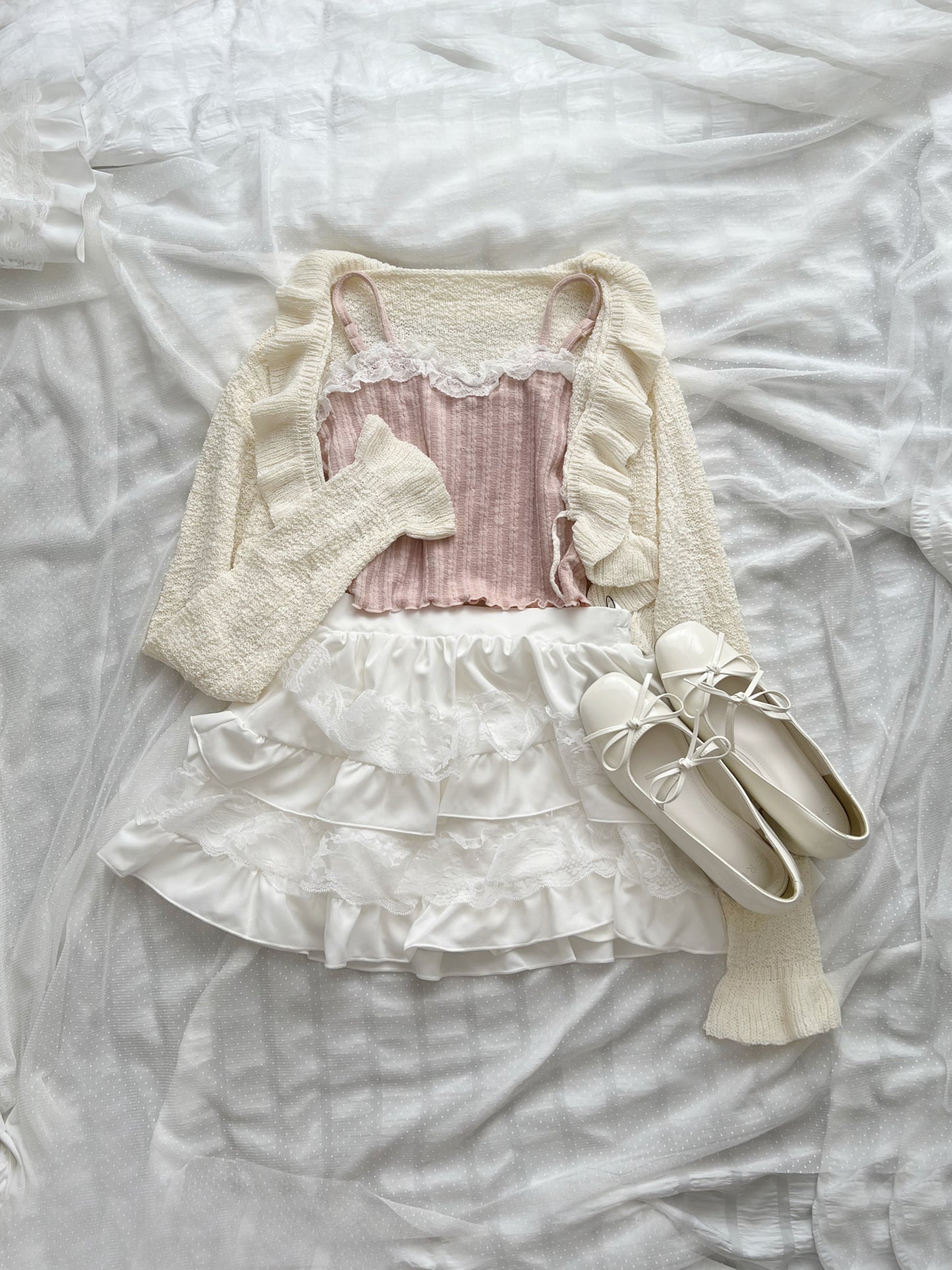 GRL Shoujo Girlie Ruffled Cardigan (Ivory)