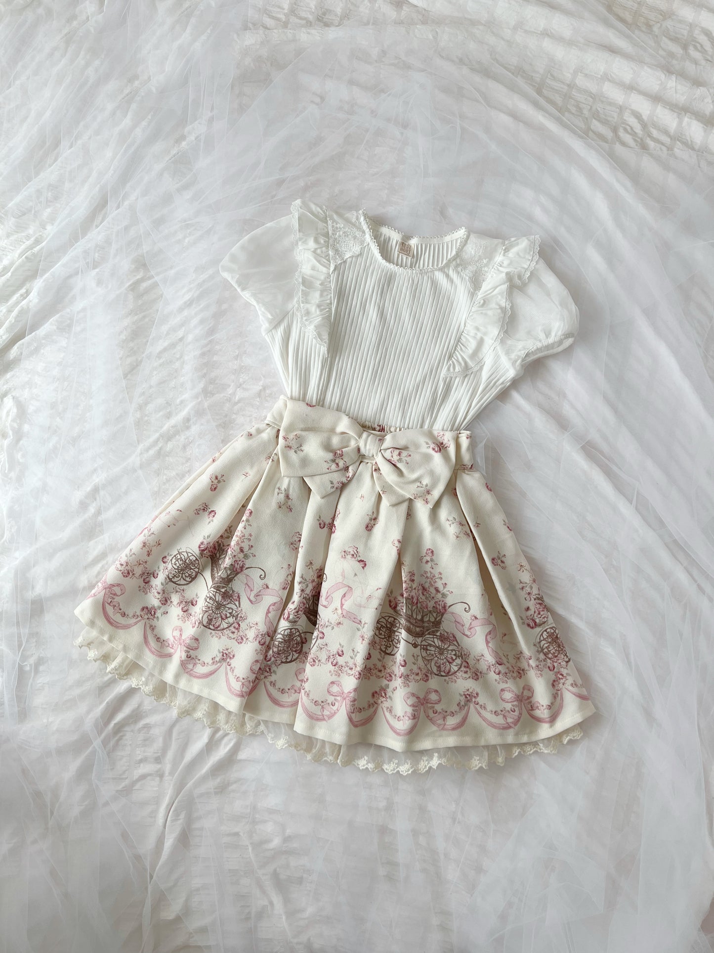 Secret Honey Tulle Sleeve Top(White)