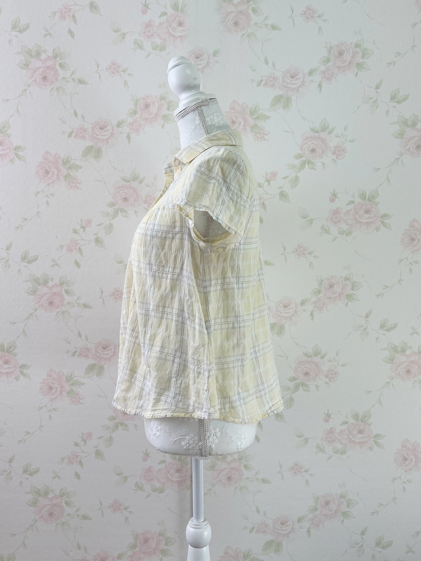 earth music&ecology Checked Cotton Shirt (Baby yellow)