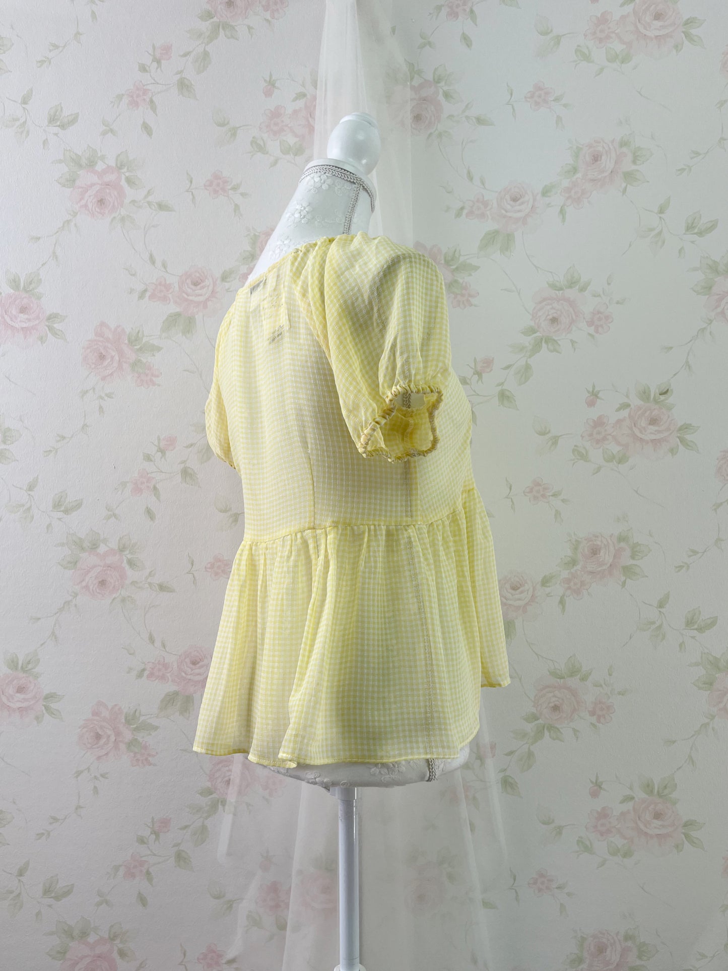 earth music&ecology Checked Peplum Top