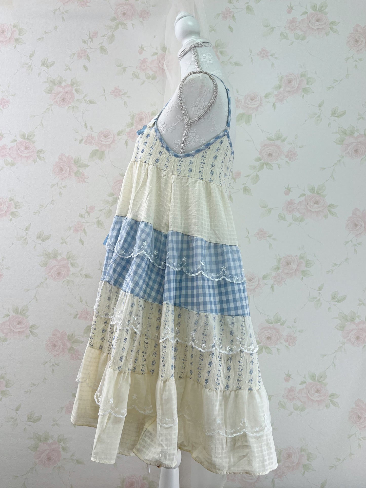 Patchwork Lace Layered Dress (Blue)