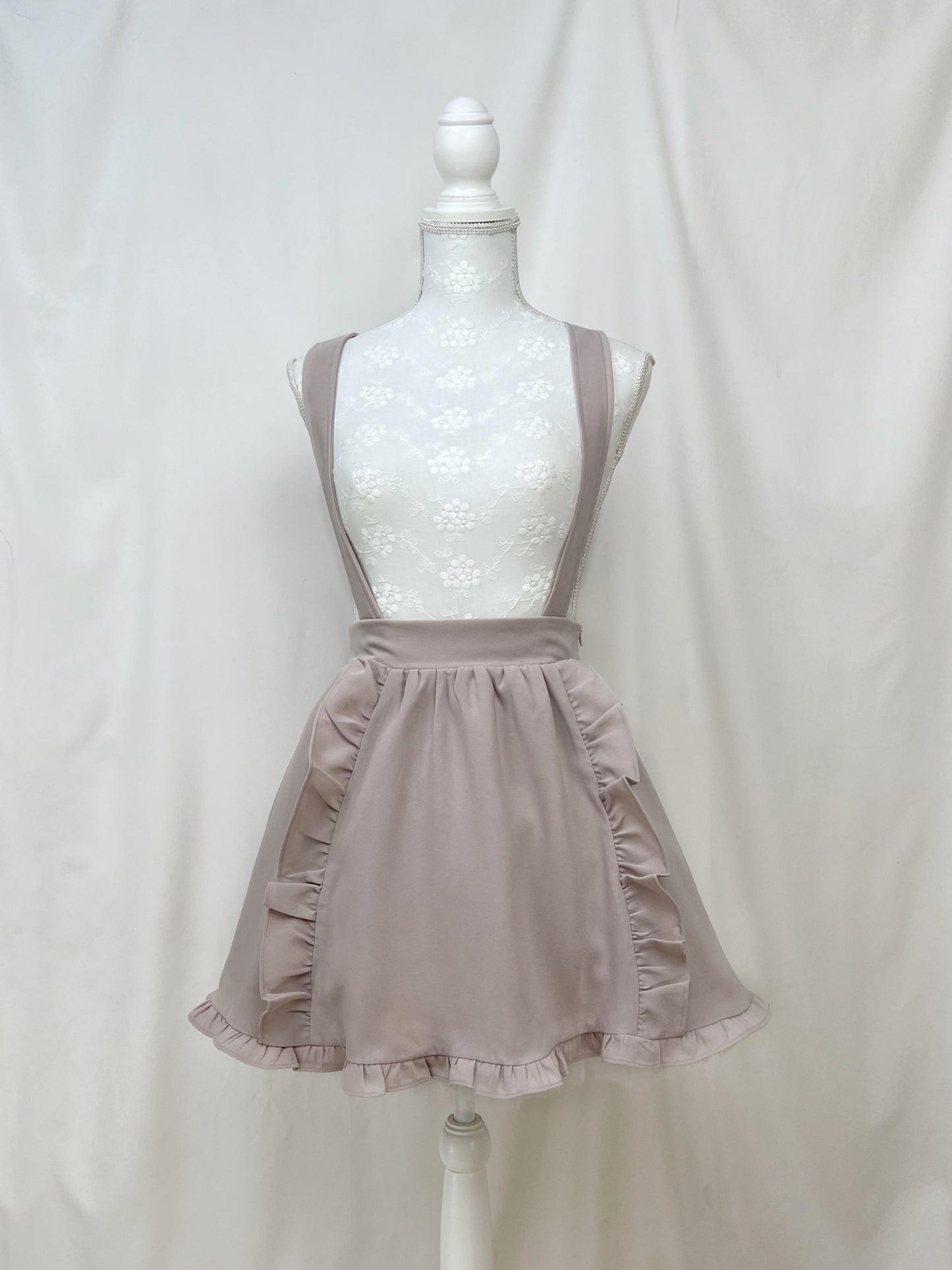 ROJITA Ruffled Jumper Skirt (Moca Beige)