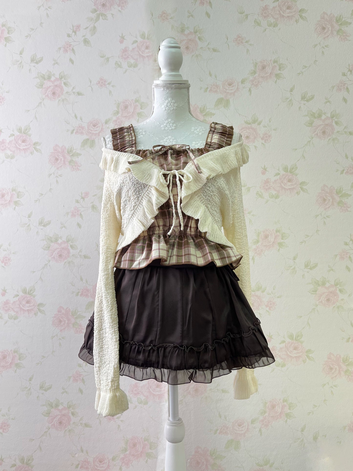 GRL Strawberry Chocolate Checked Girly Top