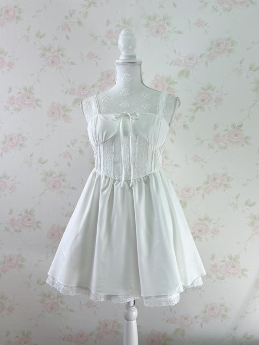GRL Corset Style A Line Dress (White)