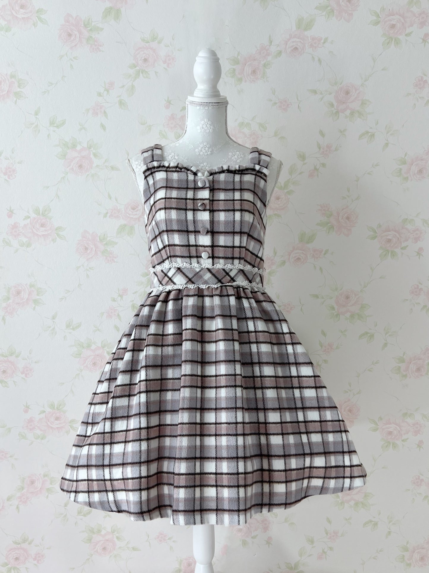 LODISPOTTO Marshmallow Checked Jumper Dress