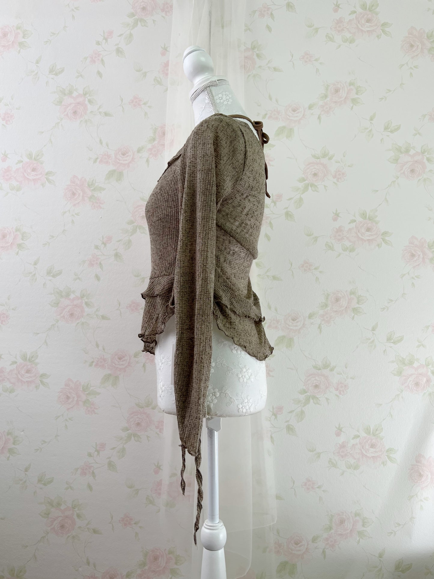 GRL Y2K Layered Halter Neck Top( Milk Tea Beige)