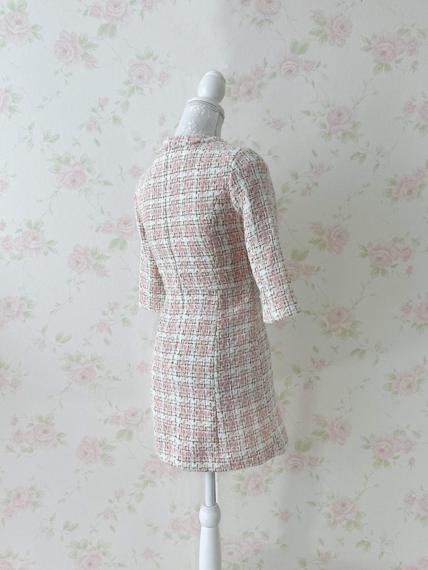 Michellmacaron Tweed Dress (Pink)