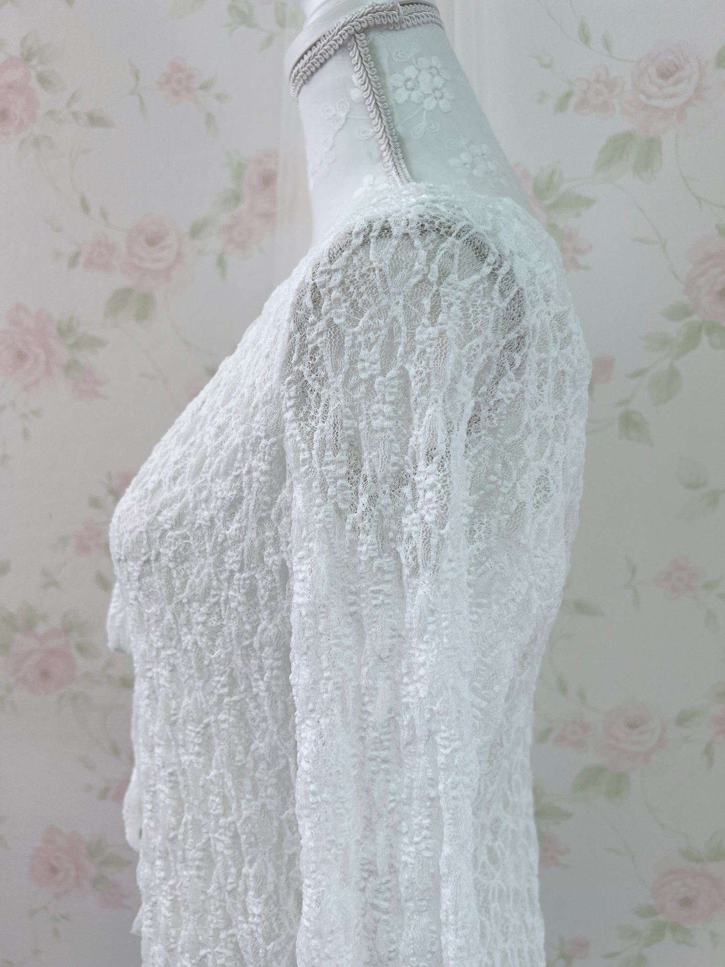 GRL Lacy Double String Cardigan (White)