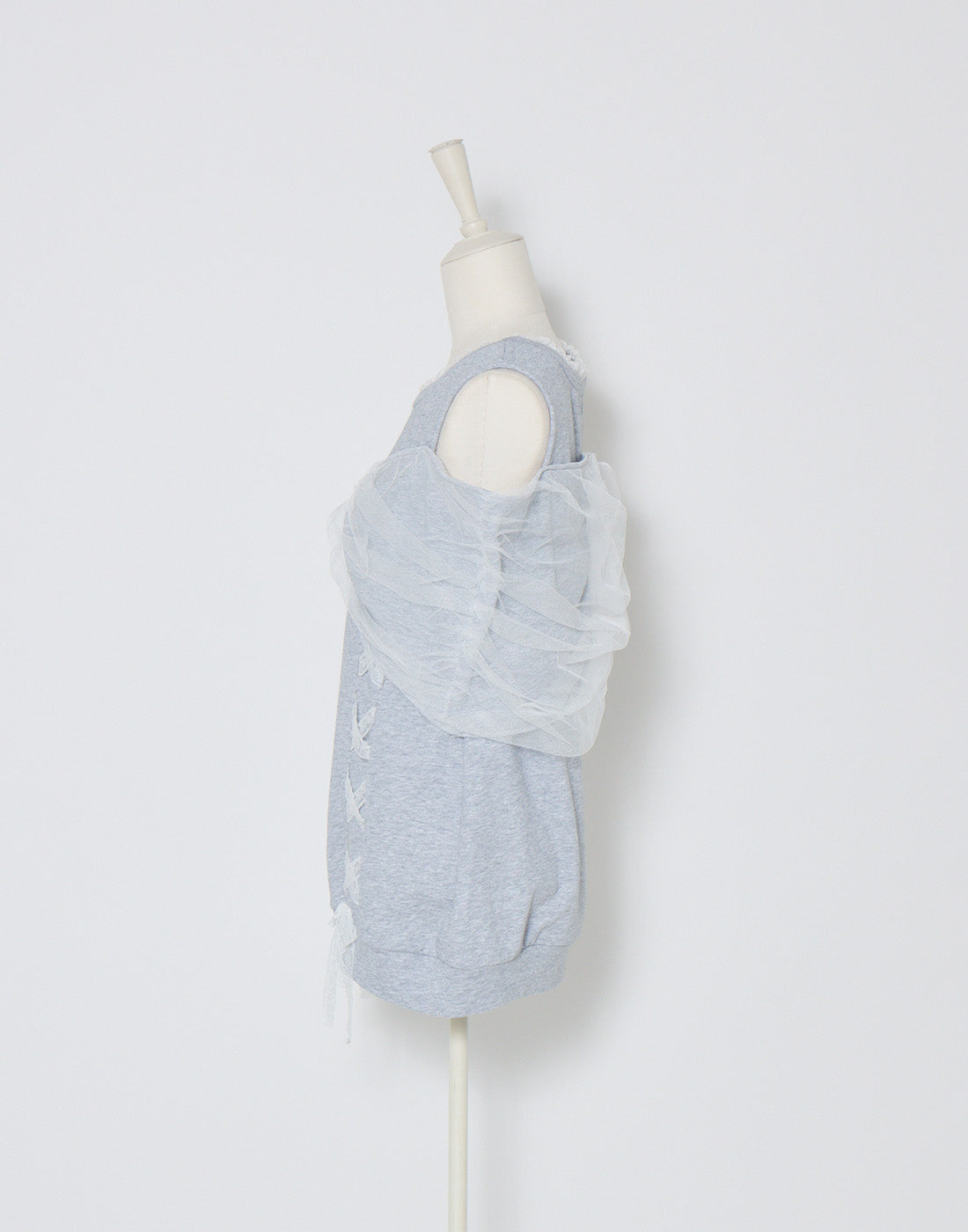 mellfy memory Tulle Ribbon Shoulder Sweat Tunic