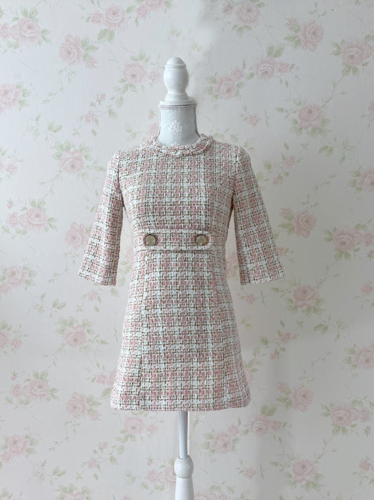 Michellmacaron Tweed Dress (Pink)