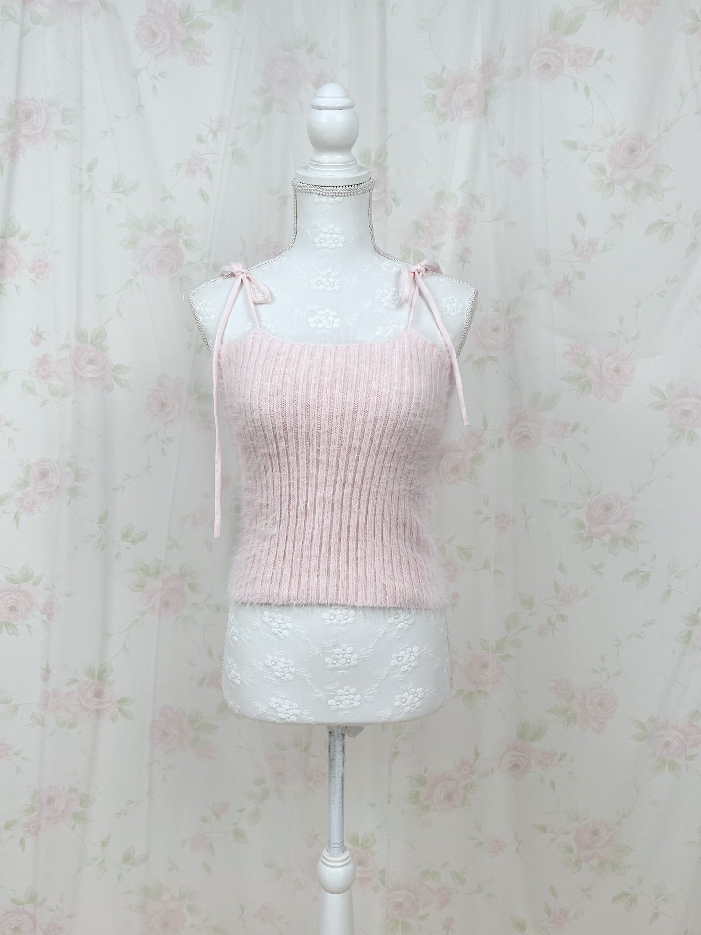 GRL Shaggy Camisole Set Cardigan (Baby Pink)
