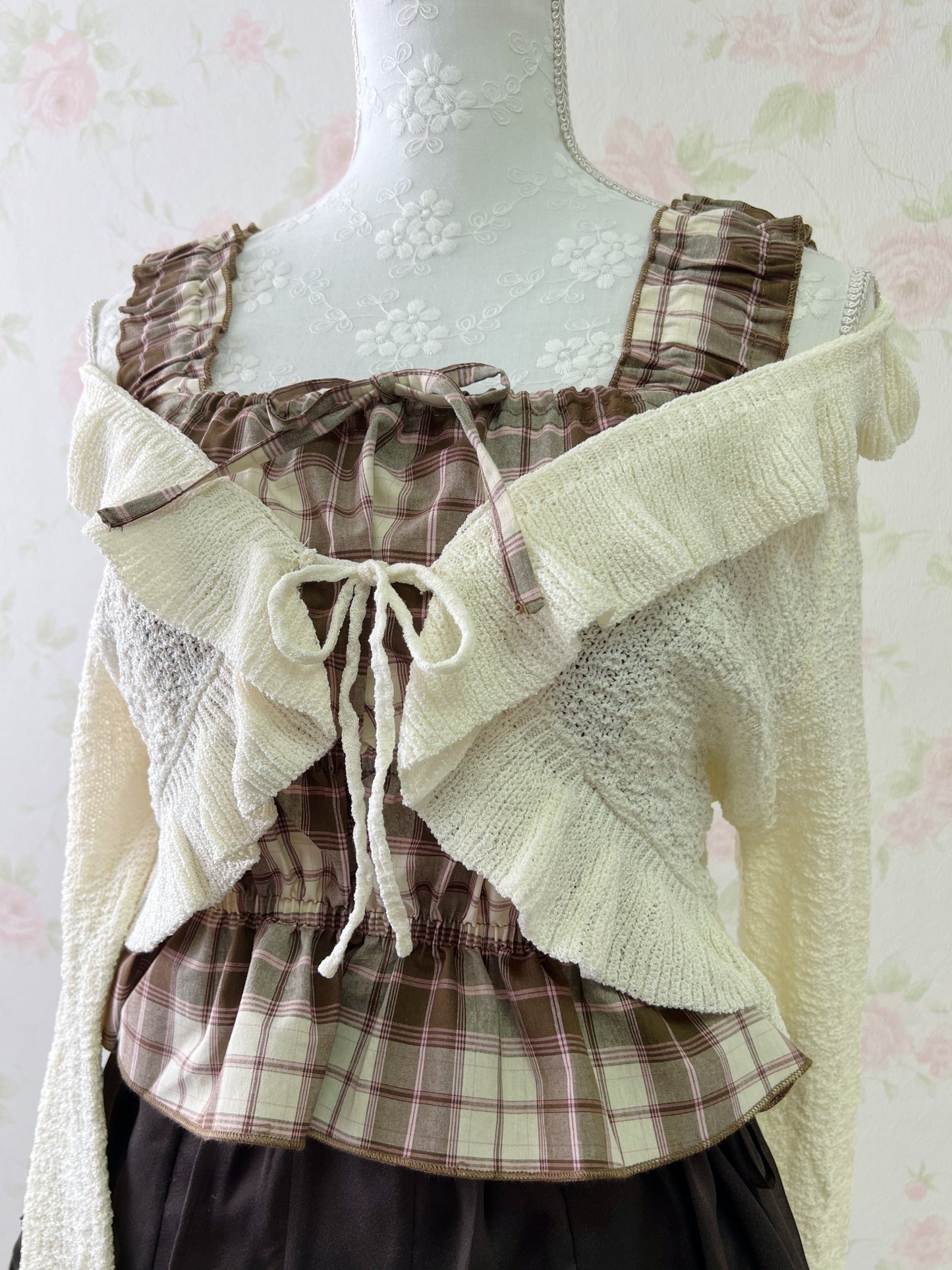 GRL Strawberry Chocolate Checked Girly Top