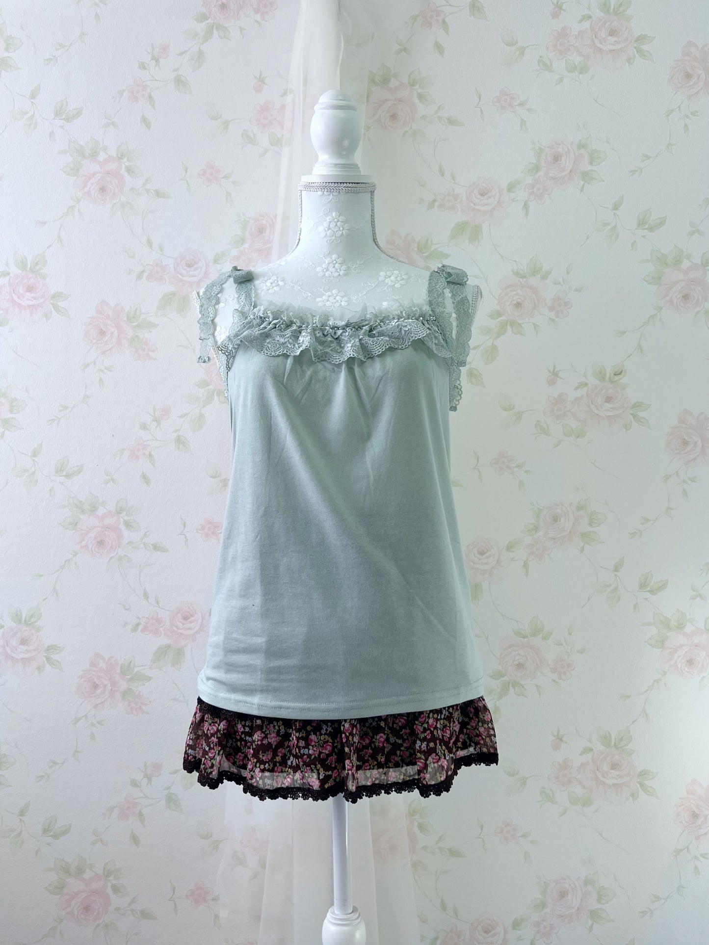 axes femme Lace Bow Camisole (Mint Green)