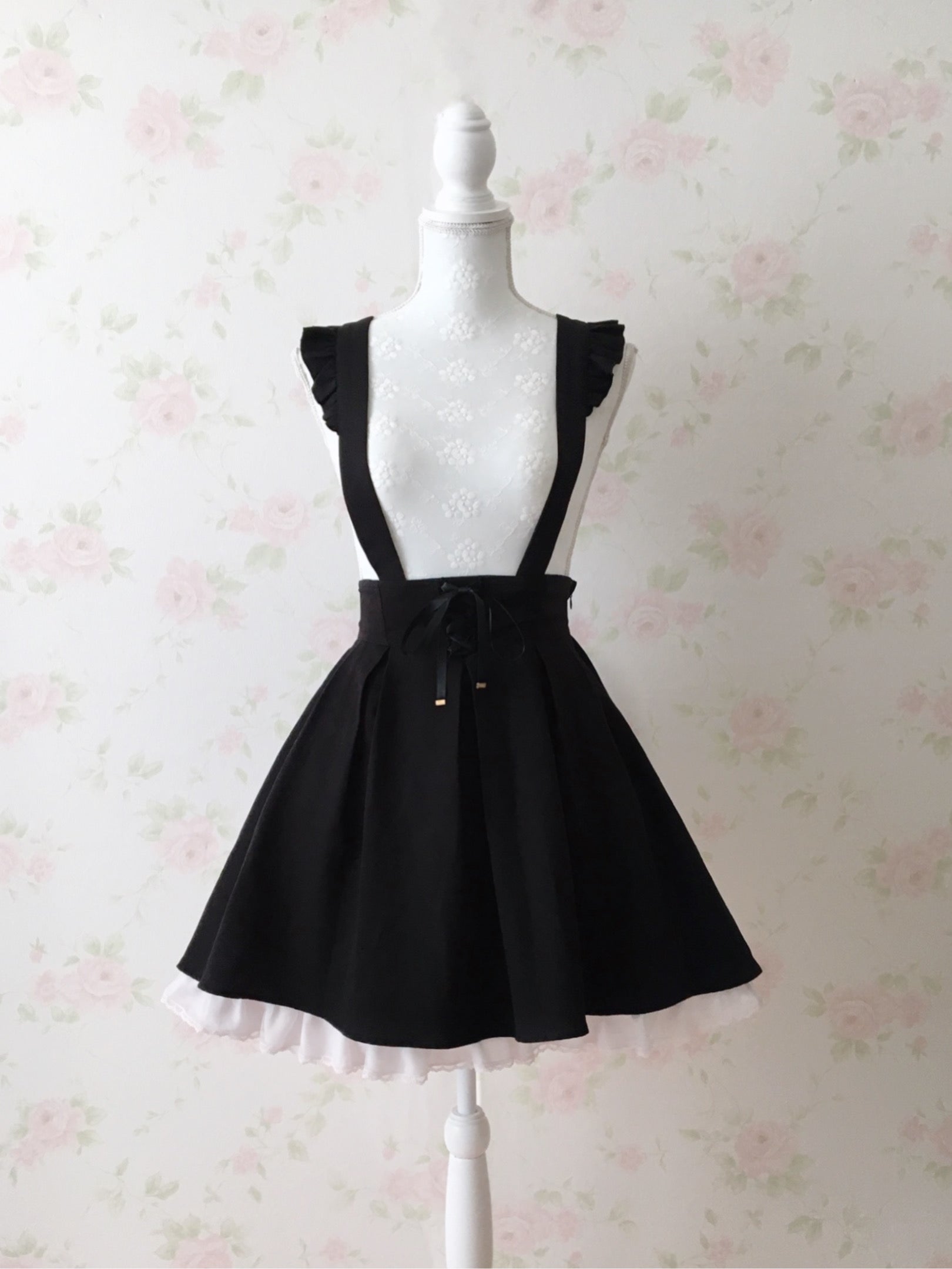 10 OFF Secret Honey Front Laced Up Back Bow Jumper Skirt Black MultiPal Store