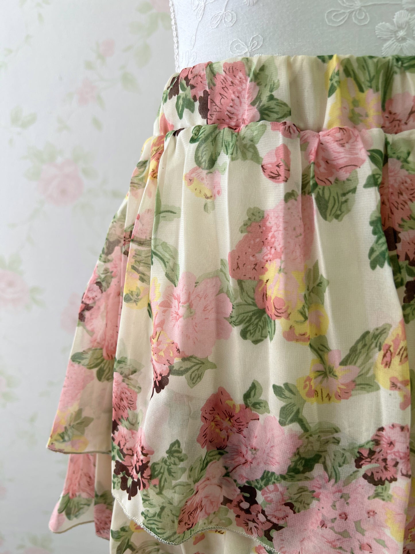 Gyaru Layered Floral Chiffon Skirt
