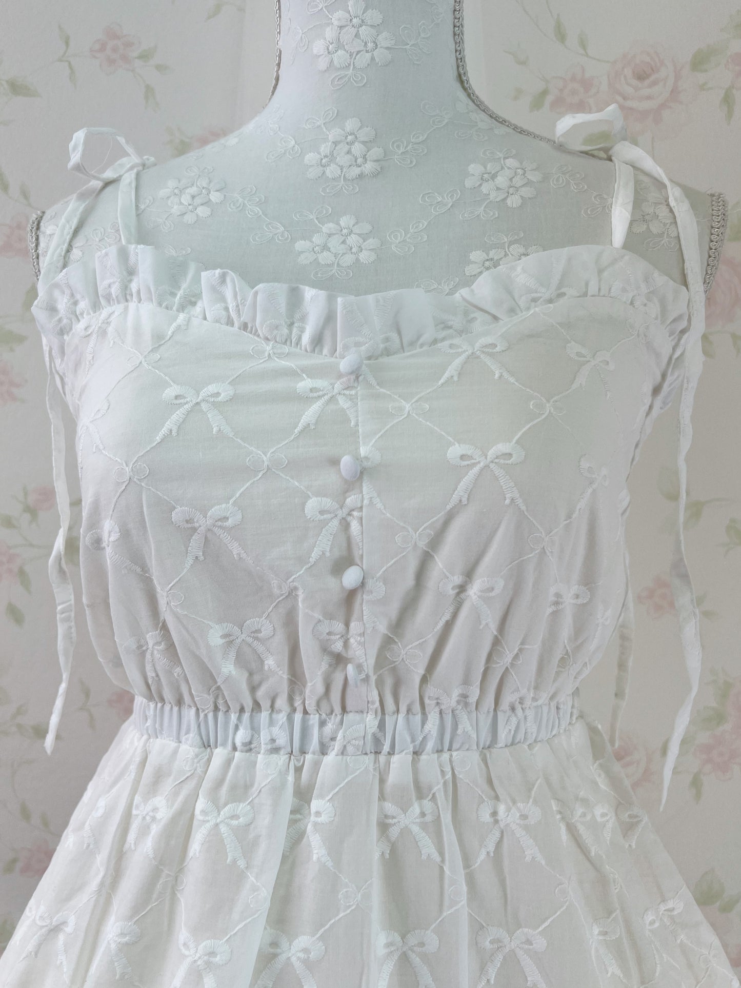 apres jour Ribbon Pattered Cotton Dress (Ivory)