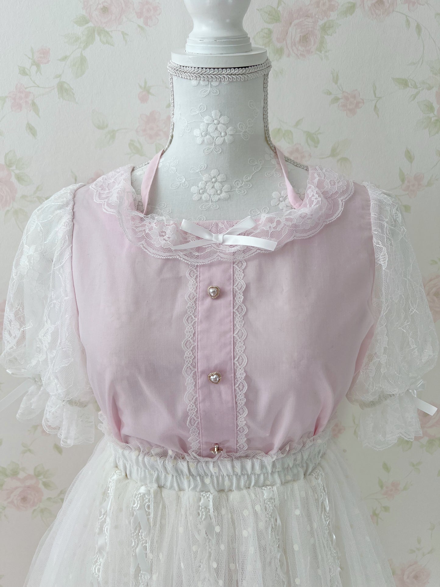 mille fille closet Tulle Ribbon Skirt (White)