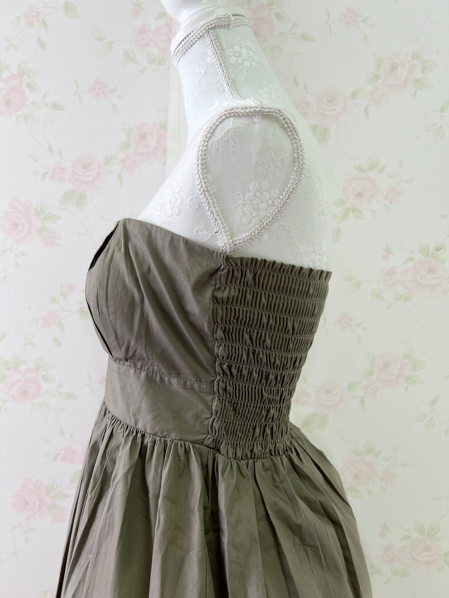 JAYRO WHITE Bare Top A-Line Dress (Khaki)