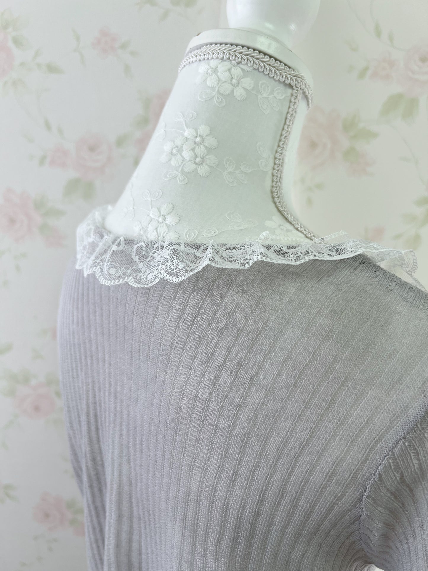 GRL Lacy Lacy Princess Sleeve Cardigan (Gray)