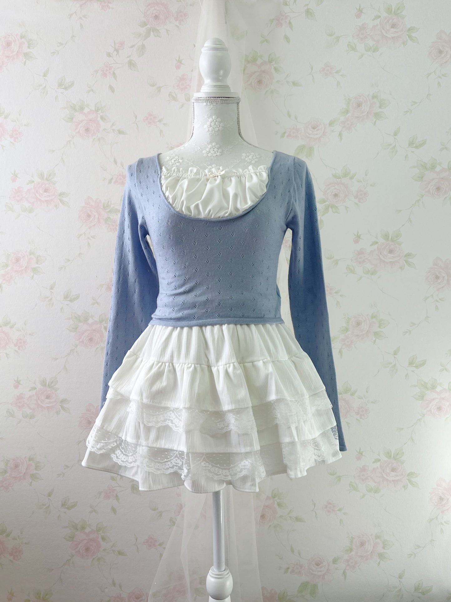 GRL Milkmaid Soft Long Sleeved Top (Blue)