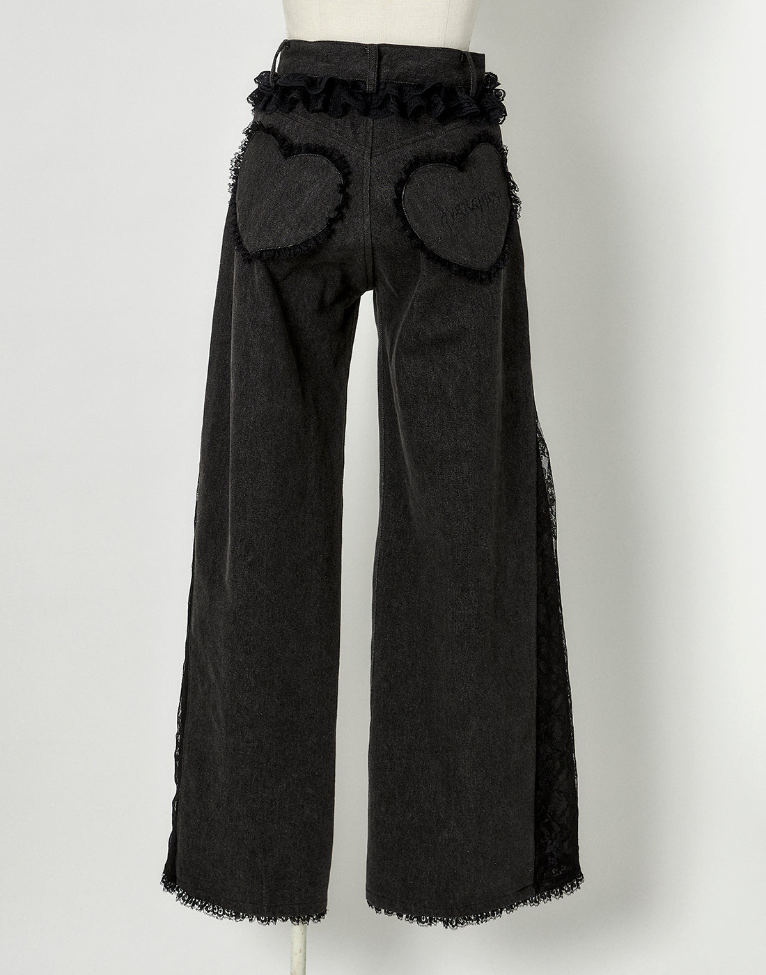 Lacy garter wide denim pants